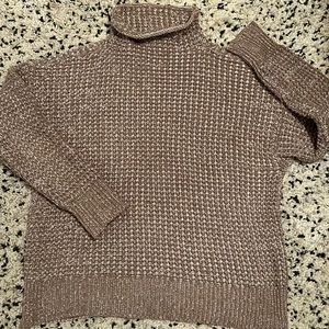 Brown/tan waffle turtle neck sweater. Size L. Originally from American Eagle.